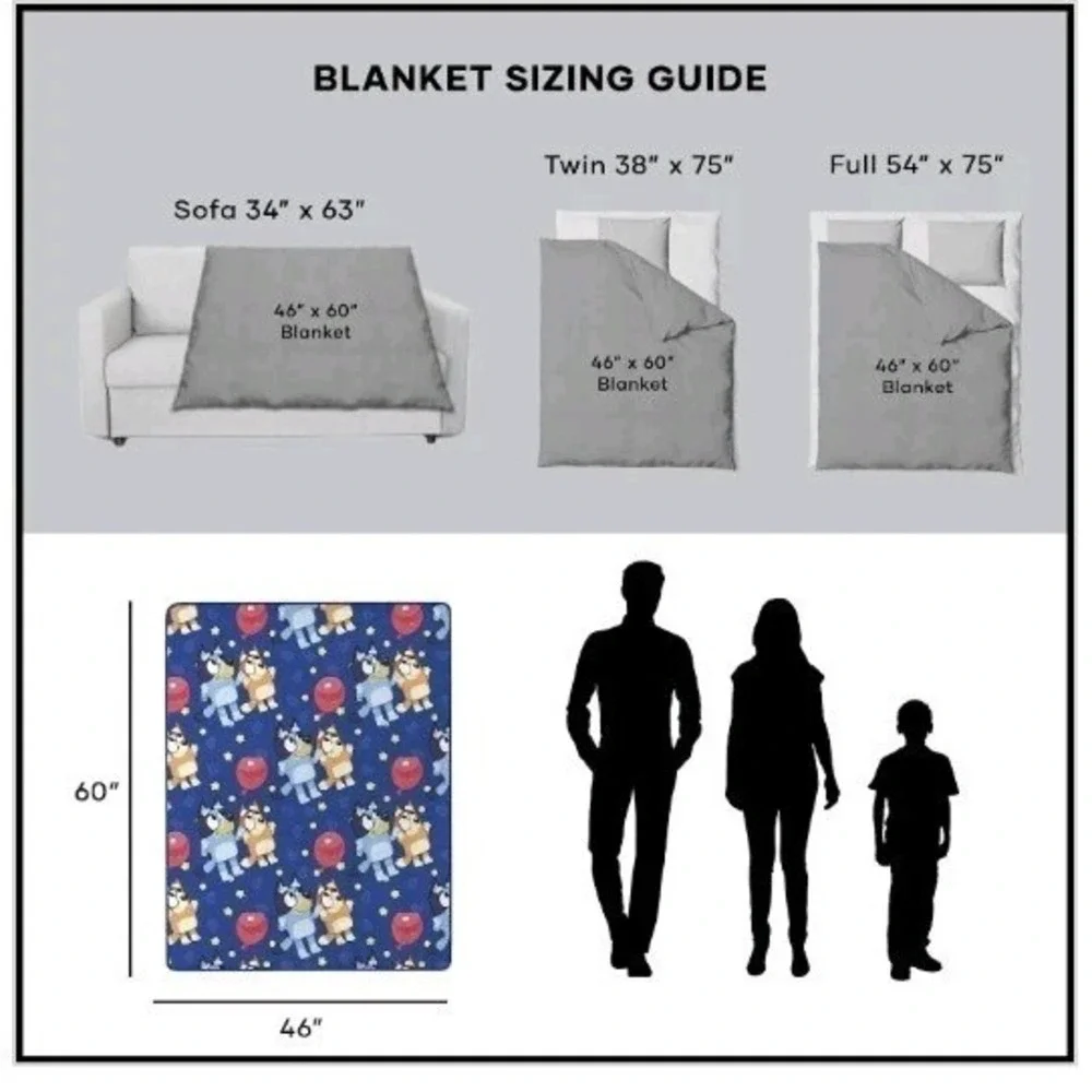 BLUEY Silky Soft‎ TRAVEL BLANKET Throw 46